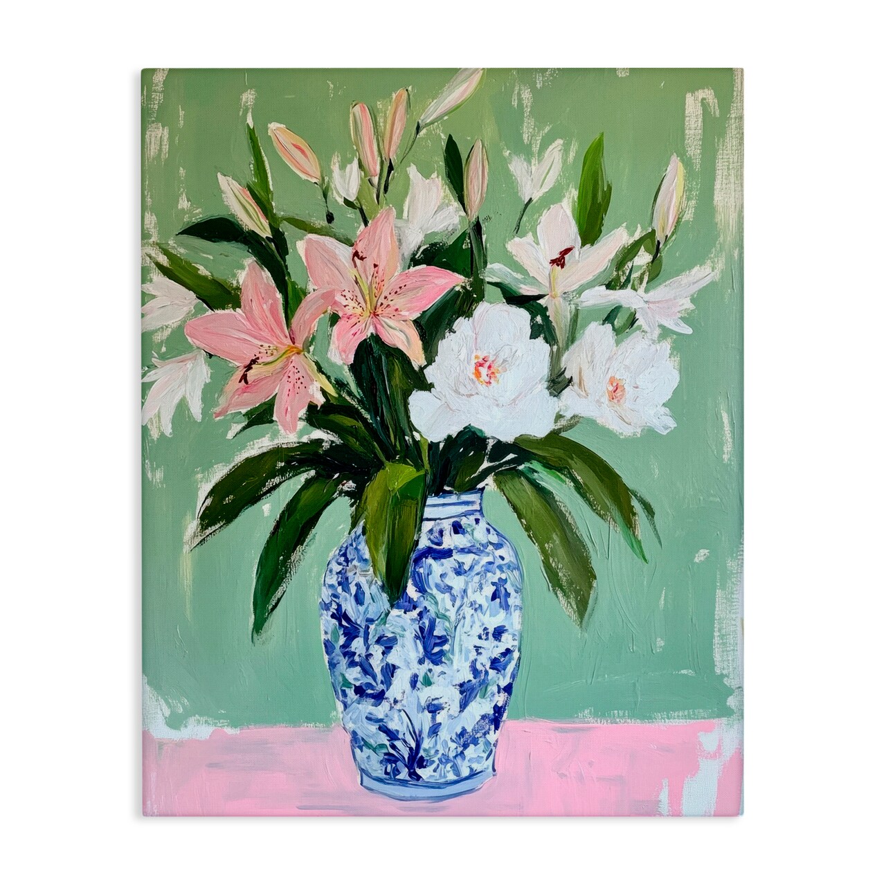 Stupell Industries Lily Cluster in Chinoiserie Vase Canvas, design by Petal Prints Design